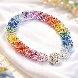Rainbow Russian Spiral Preciosa Crystal Bracelet Rainbow Bracelet